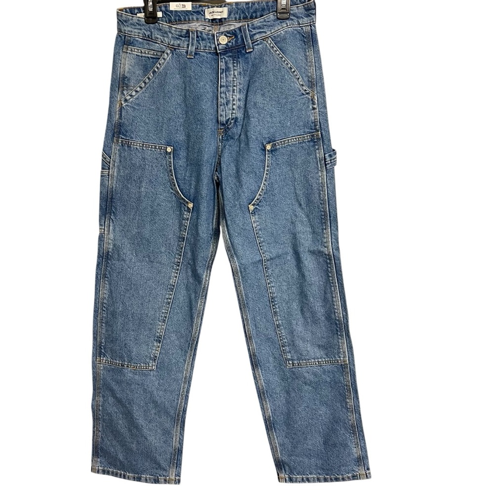 New Mens Jack And Jones Jjieddie Jjpainter SQ 735 Blue Denim Jeans